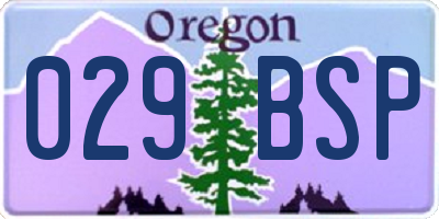 OR license plate 029BSP