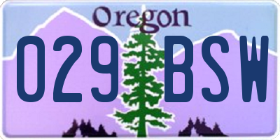 OR license plate 029BSW