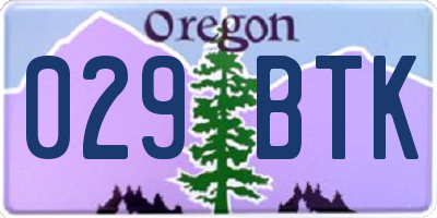 OR license plate 029BTK