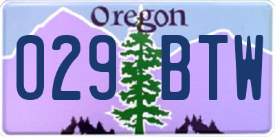 OR license plate 029BTW