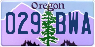 OR license plate 029BWA