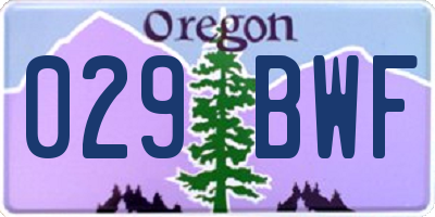 OR license plate 029BWF