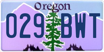 OR license plate 029BWT