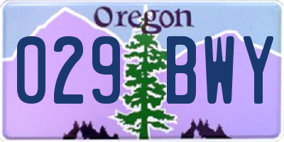 OR license plate 029BWY