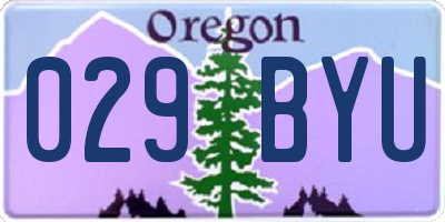 OR license plate 029BYU