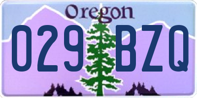 OR license plate 029BZQ