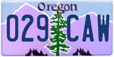 OR license plate 029CAW