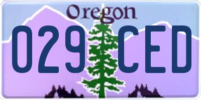 OR license plate 029CED