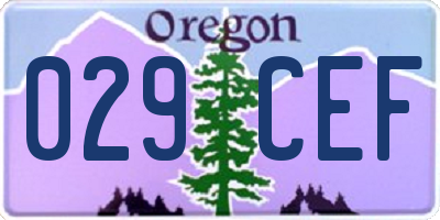 OR license plate 029CEF