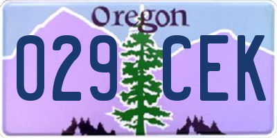 OR license plate 029CEK