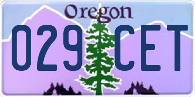 OR license plate 029CET