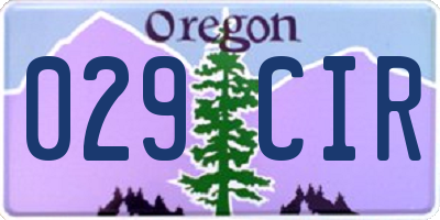 OR license plate 029CIR