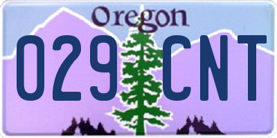 OR license plate 029CNT