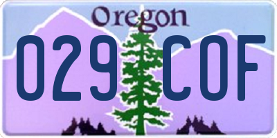 OR license plate 029COF