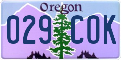 OR license plate 029COK