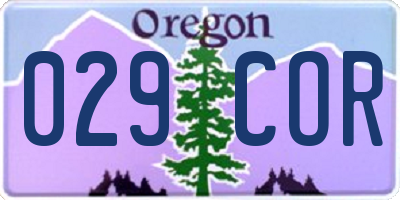 OR license plate 029COR