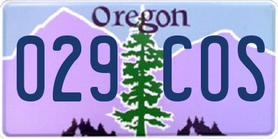 OR license plate 029COS