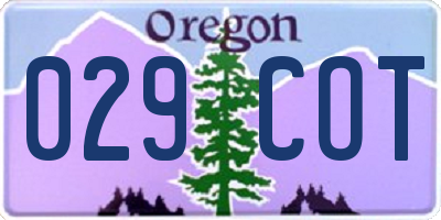 OR license plate 029COT