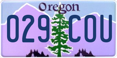 OR license plate 029COU