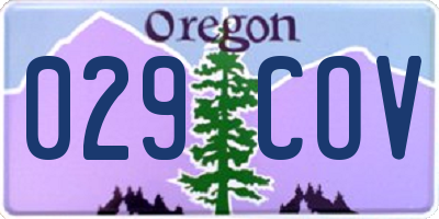 OR license plate 029COV
