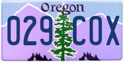 OR license plate 029COX