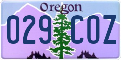 OR license plate 029COZ