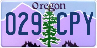 OR license plate 029CPY