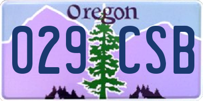 OR license plate 029CSB