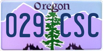 OR license plate 029CSC