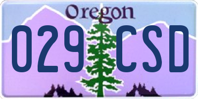 OR license plate 029CSD