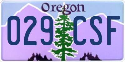 OR license plate 029CSF