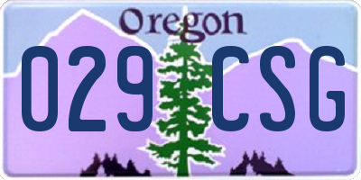 OR license plate 029CSG