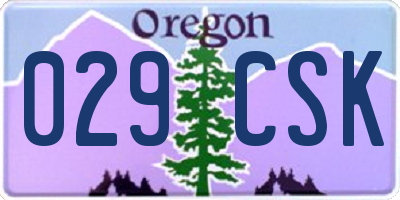 OR license plate 029CSK
