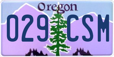 OR license plate 029CSM