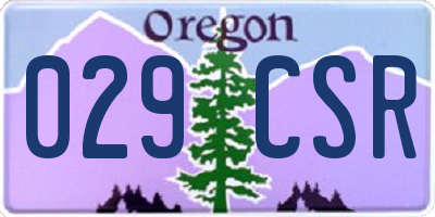 OR license plate 029CSR