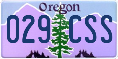 OR license plate 029CSS