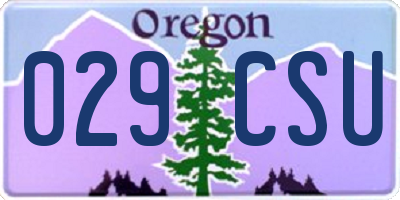 OR license plate 029CSU