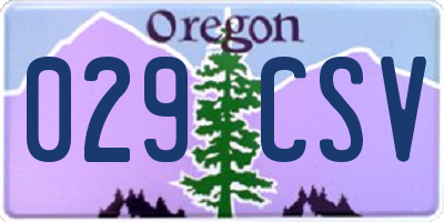 OR license plate 029CSV