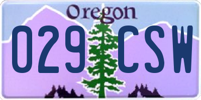 OR license plate 029CSW
