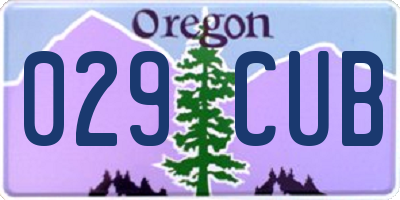 OR license plate 029CUB