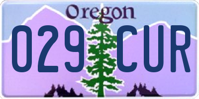 OR license plate 029CUR