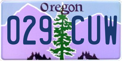 OR license plate 029CUW