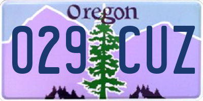 OR license plate 029CUZ
