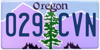 OR license plate 029CVN