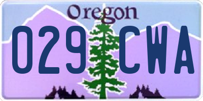 OR license plate 029CWA