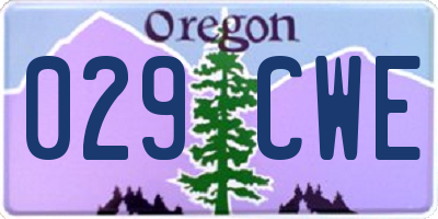OR license plate 029CWE