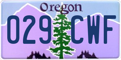 OR license plate 029CWF