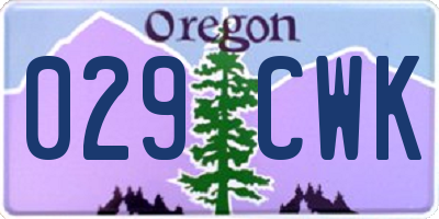OR license plate 029CWK
