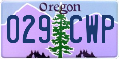 OR license plate 029CWP