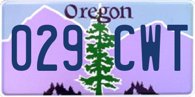 OR license plate 029CWT